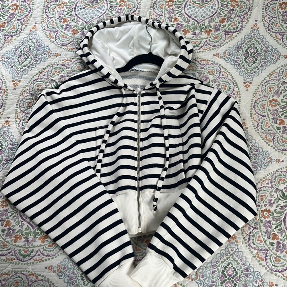 Zara- Cropped Striped Hoodie